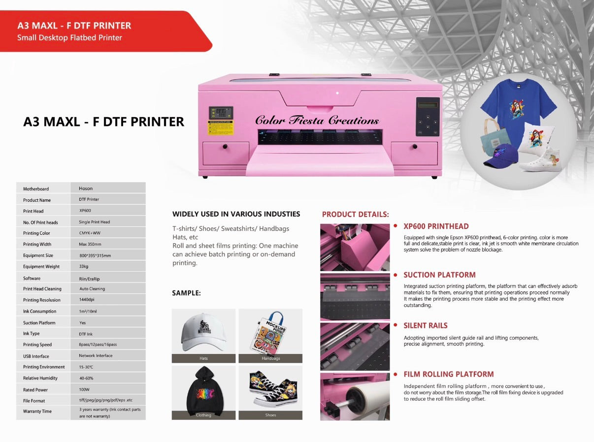 A3 MAXL DTF PRINTER XP600 - 15 PULGADAS